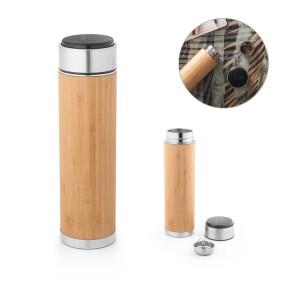 Garrafa Térmica Bambu com Termómetro Digital 430ml Personalizada