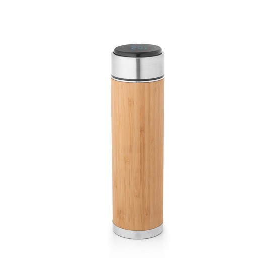 Garrafa Térmica Bambu com Termómetro Digital 430ml Personalizada Garrafa Térmica Bambu com Termómetro Digital 430ml Personalizada