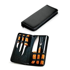 Kit facas, garfo e chaira com estojo Personalizado