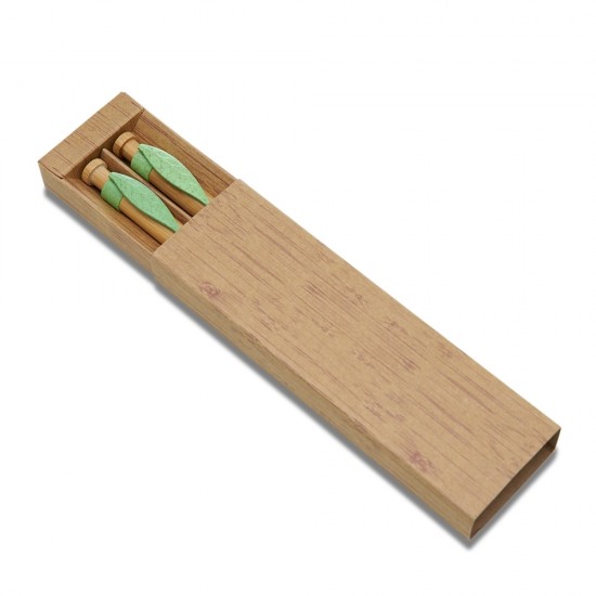 Conjunto de Caneta e Lapiseira em Bambu Personalizada
